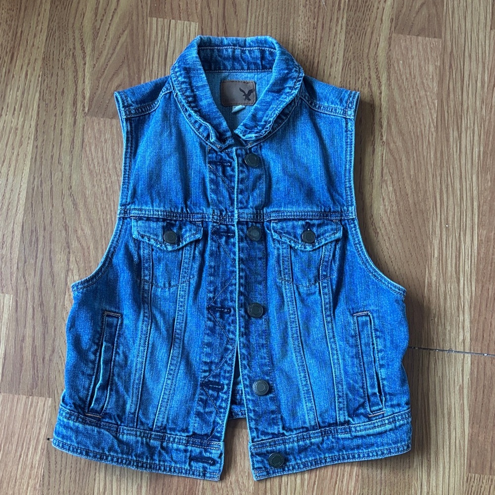 American Eagle Blue Denim Vest